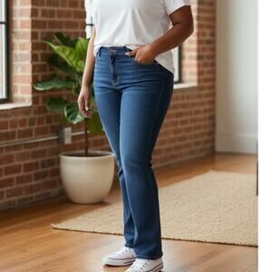LEE Modern Series Curvy Boot Cut Denim Blue Jeans ~ Women's Plus Size 16